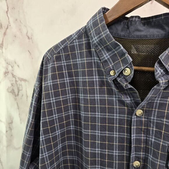 Columbia Shirt Mens XL Blue Button Down Up Plaid Vented Cotton Long Sleeve PHG - Picture 2 of 13